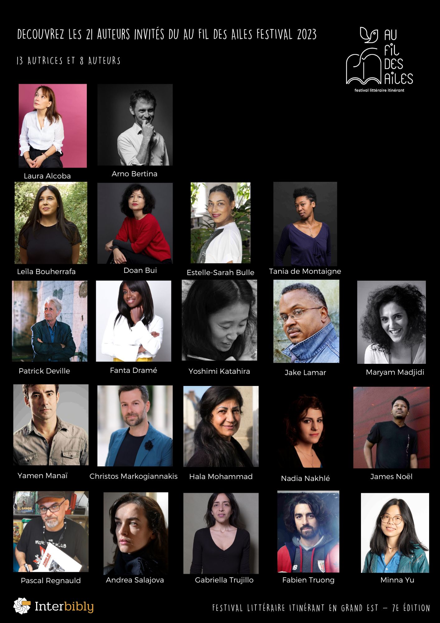 Découvrez les 21 auteurs invités du Au fil des ailes festival 2023